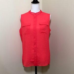 TAHARI || Woman’s HOT PEACH Sleeveless Blouse size Medium
